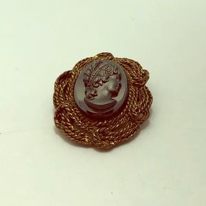 Mid Century Black Glass Cameo made in Germany.